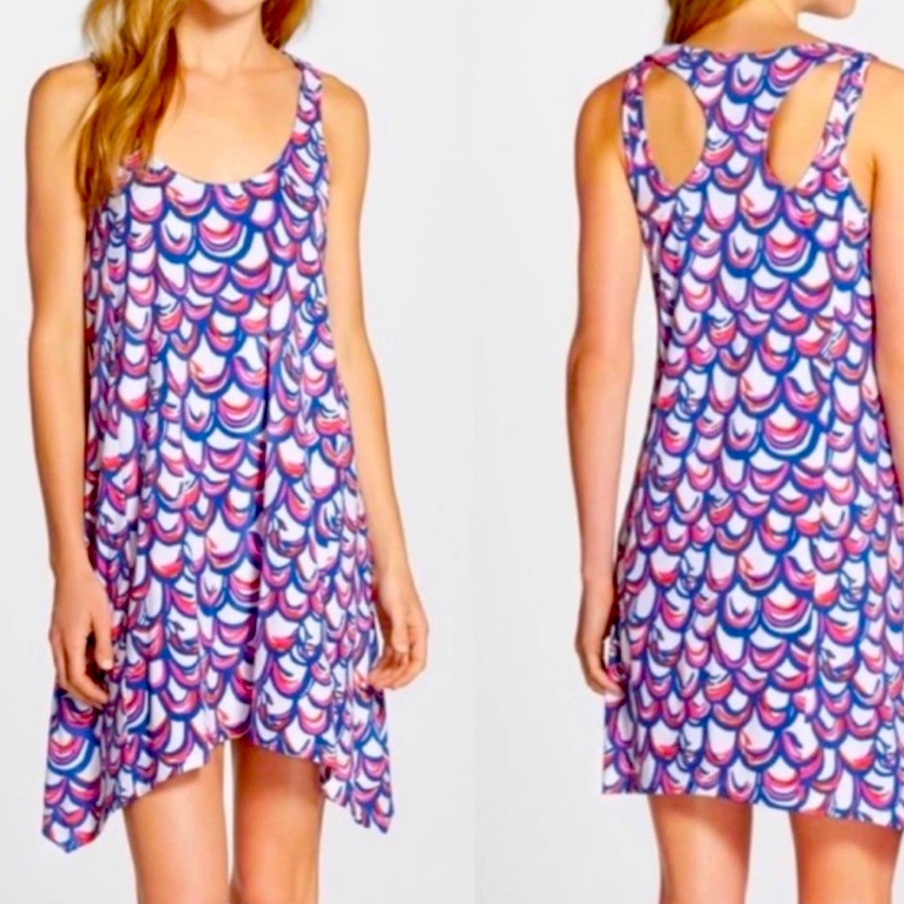 Lilly Pulitzer Monterey Dress Guilty Blue Pink White Summer Scale Loro EUC- L